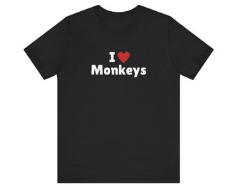 I Love Monkeys T-Shirt, I Heart Monkeys Tee Shirt, Gift For Her, Trending Shirt, Funny Y2k Meme, 2000s Celebrity