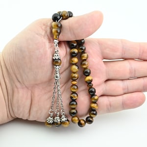 Natural Tiger eye stone 33 beads Islamic Prayer Beads Misbaha from Turkey 108016 Tasbih Tasbeeh Tesbih Rosary, islamic rosary