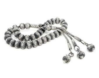 Trabzon kazaz size 9mm hand-knitted 1000 sterling silver 33 Islamic Prayer Beads Misbaha  Tasbih ottaman 502014 Tasbih Tasbeeh Tesbih Tespih
