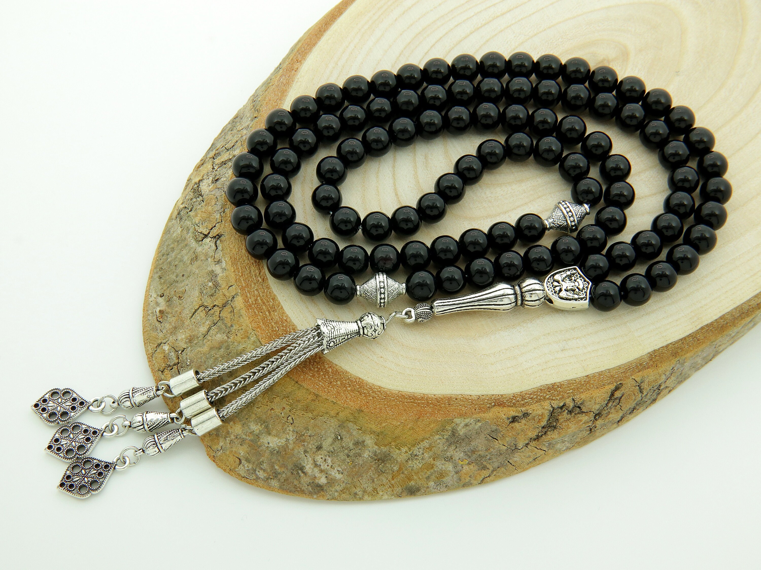 Natural onyx gemstone 99 beads Islamic Prayer Beads Misbaha | Etsy