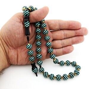 Big Nacre and Brass Inlaid Kuka Tree 33 Beads Islamic Prayer Beads for ...