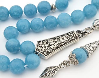 Jade gemstone 33 beads Islamic Prayer Beads Misbaha Tesbih muslim worry 127003