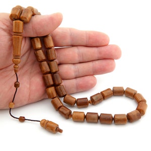 Big Cylinder Natural Kuka tree 33 beads Islamic prayer beads for muslim Misbaha   kuka TURKEY  201306 Tasbih Tasbeeh kuka tasbih