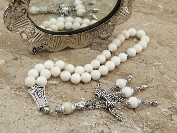 天然貝殻33玉イスラム教の祈りのビーズミスバハトルコ産138003タス