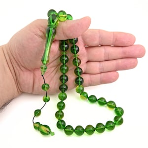 Big+ Acryl (plane galass) grün 33 Perlen Islamische Gebetskette Misbaha Rosenkranz Kombolo TÜRKEI 107099 Tesbih Tasbeeh Tesbih, Muslimische Geschenke