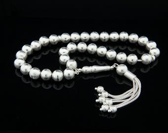Grote 925 sterlingzilveren 33 kralen Tasbih, moslim gebedskralen Misbaha Tesbih 501106 Tespih moslim cadeau, het is gemaakt 100% zilver, volledig zilver
