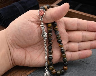Tiger eye 33 beads Tasbih, Islamic Prayer Beads, Misbaha, gift tasbeh 108027