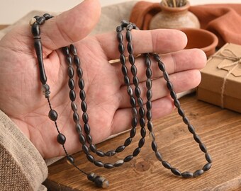 Black Ram horn 99 beads Tasbih, Islamic Prayer Beads, Misbaha, Tesbih 303050