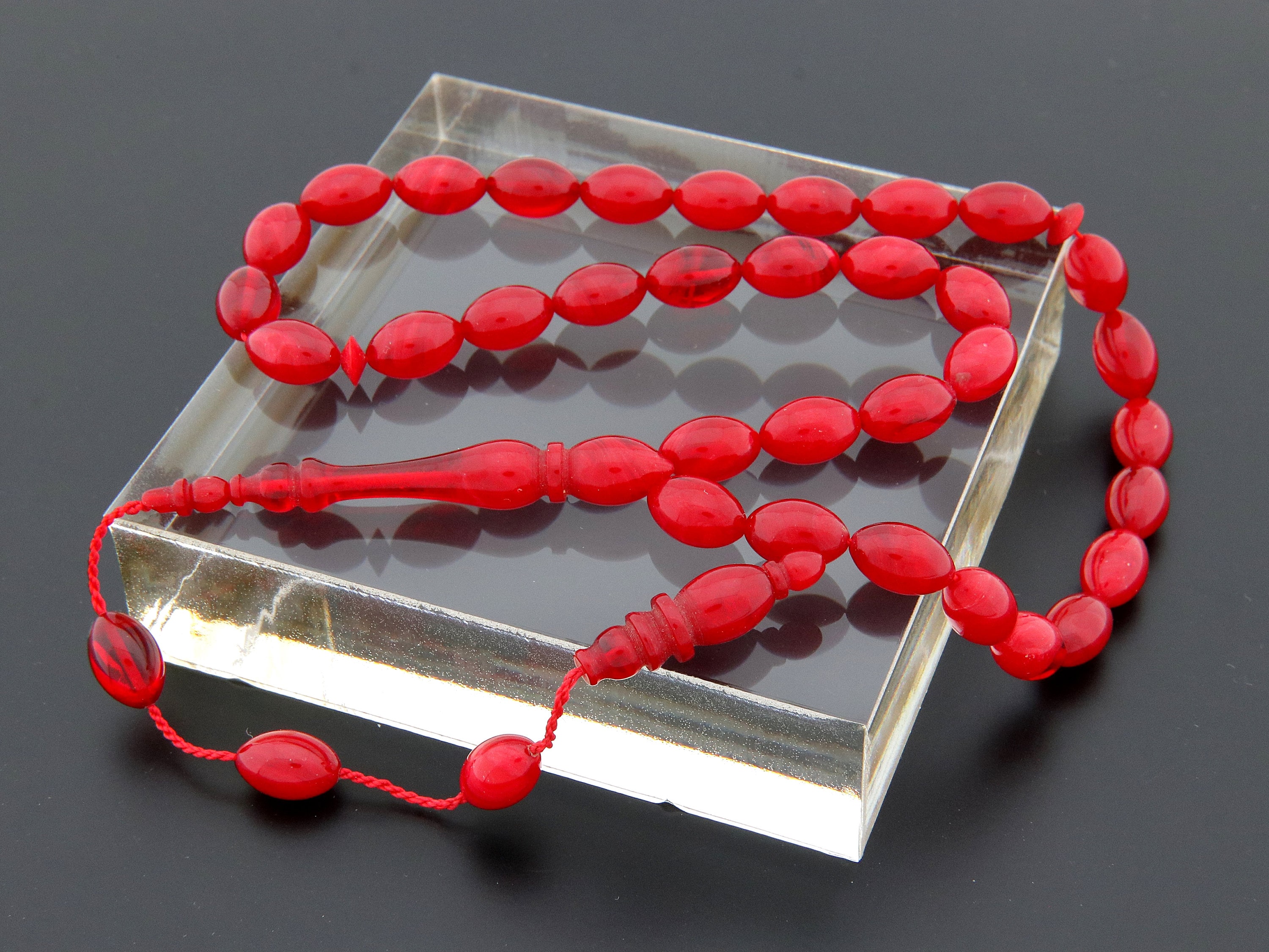 Tasbih 33 Perles En Ambre Naturel - Prière Islamique - Modèle Pressé B-170 - Neuf