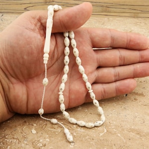 Small brass inlay decorated camel bone 33 beads Islamic Prayer Beads Misbaha 302114 Tasbih Tasbeeh Tesbih Rosary, islamic rosary.