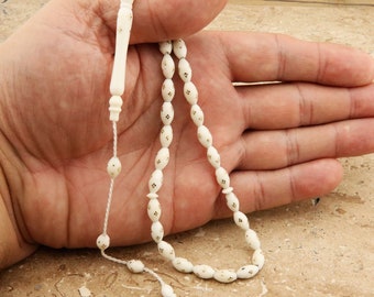 Small brass inlay decorated camel bone 33 beads Islamic Prayer Beads Misbaha 302114 Tasbih Tasbeeh Tesbih Rosary, islamic rosary.