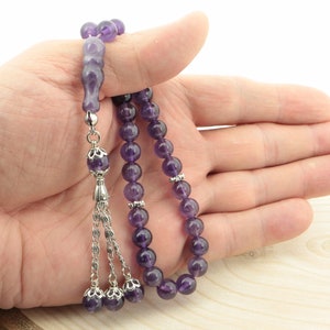 Amethyst gemstone 33 beads Islamic Prayer Beads Misbaha from Turkey 122006 Tasbih Tasbeeh Tesbih Rosary, islamic rosary
