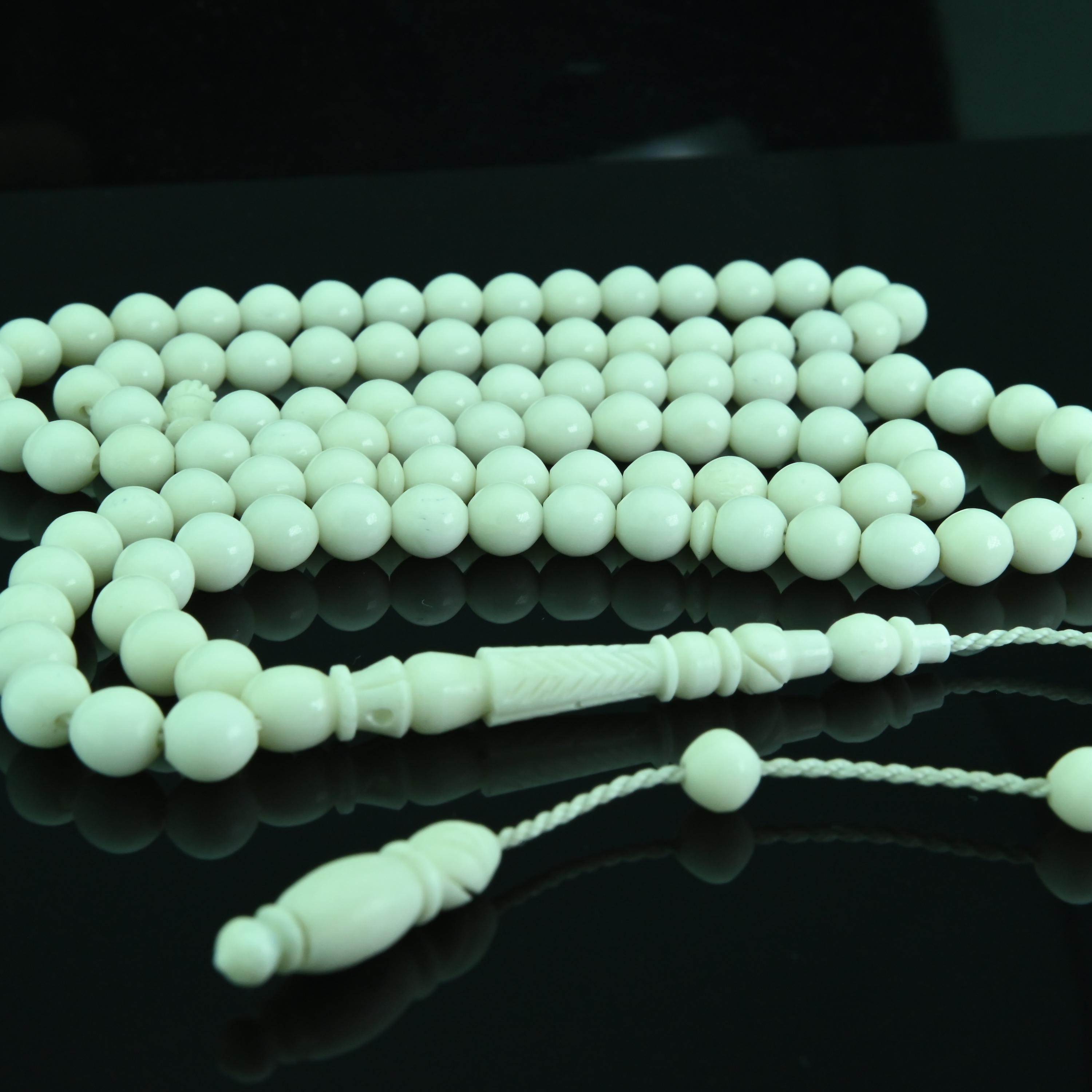 Carving Imam Camel Bone 99 Beads Tasbih, Islamic Prayer Beads