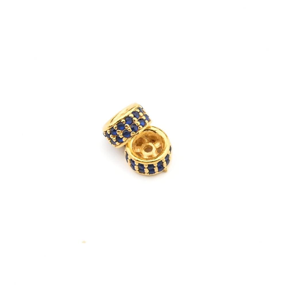 Sapphire Gemstone Inlaid Gold Plated Stopper Pcs 925 Silver for