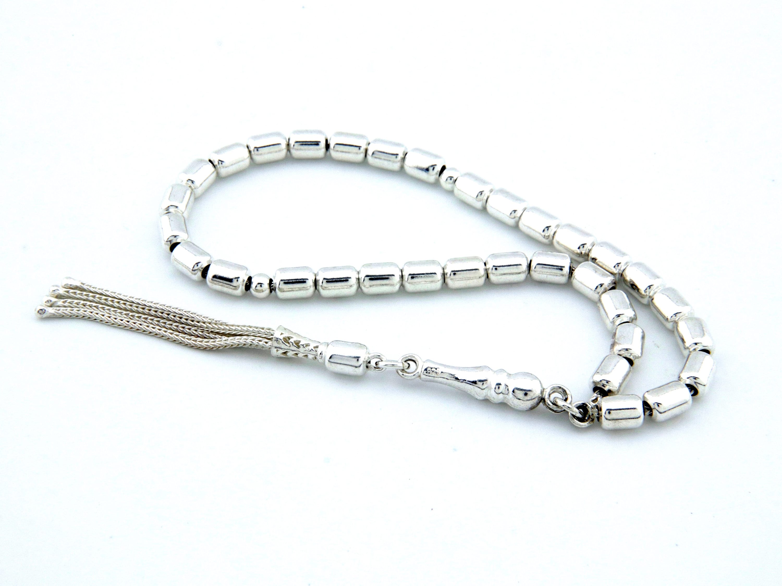 Collana Da Preghiera Musulmana Tesbih - Onice Opaco 33 Perle - Lunghezza 22 Cm - Artigianato Turco - 4