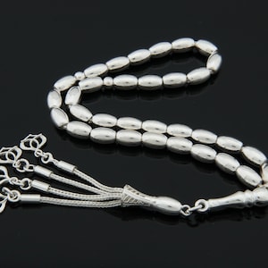 925 sterling silver 33 Islamic Prayer Beads Misbaha Tesbih Tasbih 501084 Tespih, pure silver gift for muslim, woman, man, Subha gift