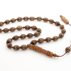 Brass inlay decorated Kuka tree 33  beads  Islamic prayer beads for muslim Misbaha  201230 Tasbih Tasbeeh Tesbih kuka tasbih  Rosary Real