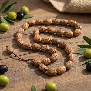 Tasbih de 33 cuentas de semilla de olivo auténtica, cuentas de oración islámicas, Tesbih, Misbaha TURQUÍA 213046