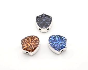 Colored Tibetan Silver Triangular 4-Hole Beads for Tasbih Making Item #922023