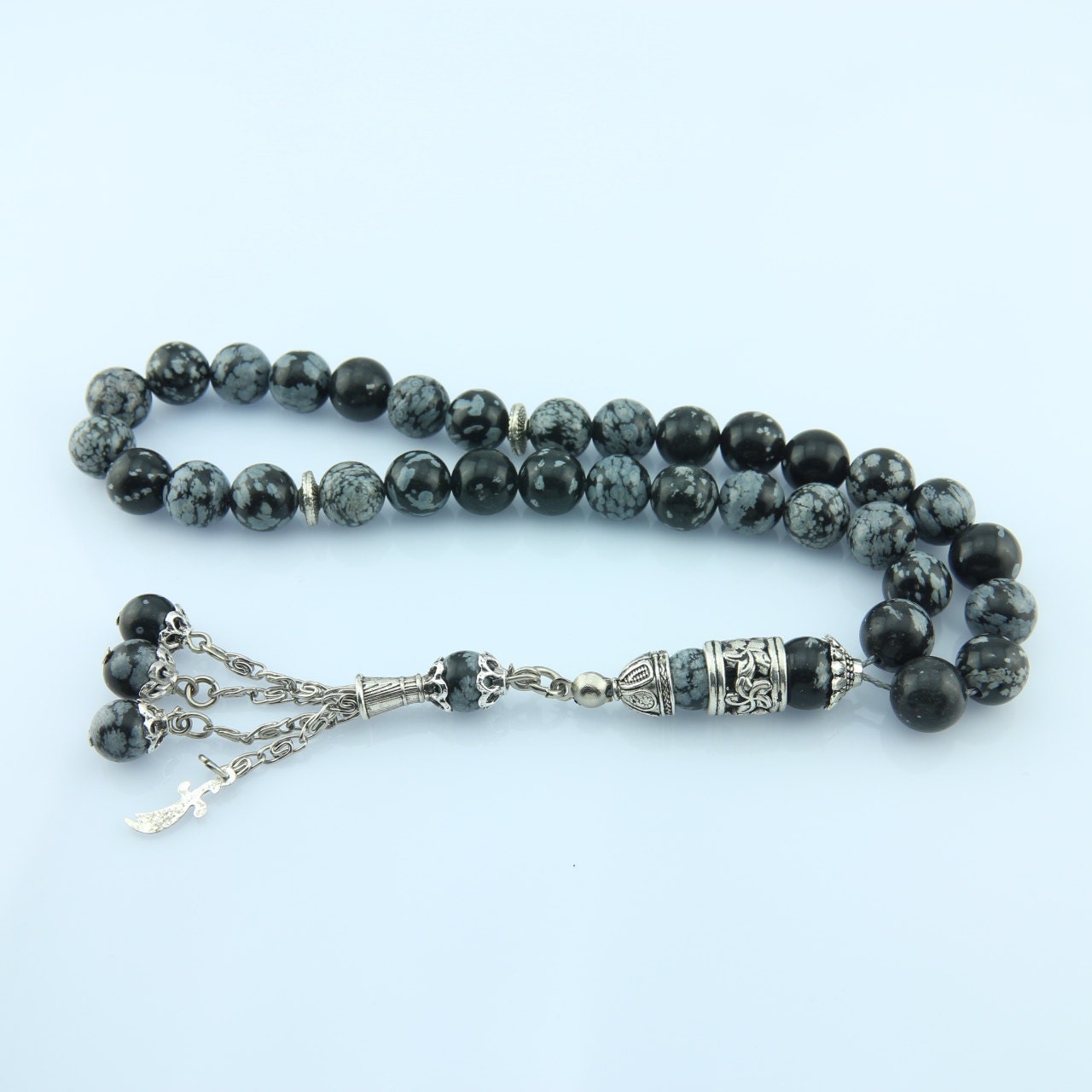 Big Obsidian Gemstone 33pcs Islamic Prayer Beads Misbaha - Etsy