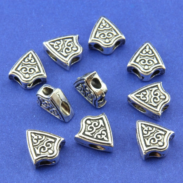 10 pcs Perles de prière triangulaires trois trous en argent du tibet 402102 Tasbih Tasbeeh Tesbih, accessoire Tasbih, accessoires de chapelet