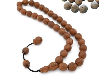 Misbaha Tasbih islámico original de semillas de enebro natural, 33 cuentas, procedente de Turquía (209017)