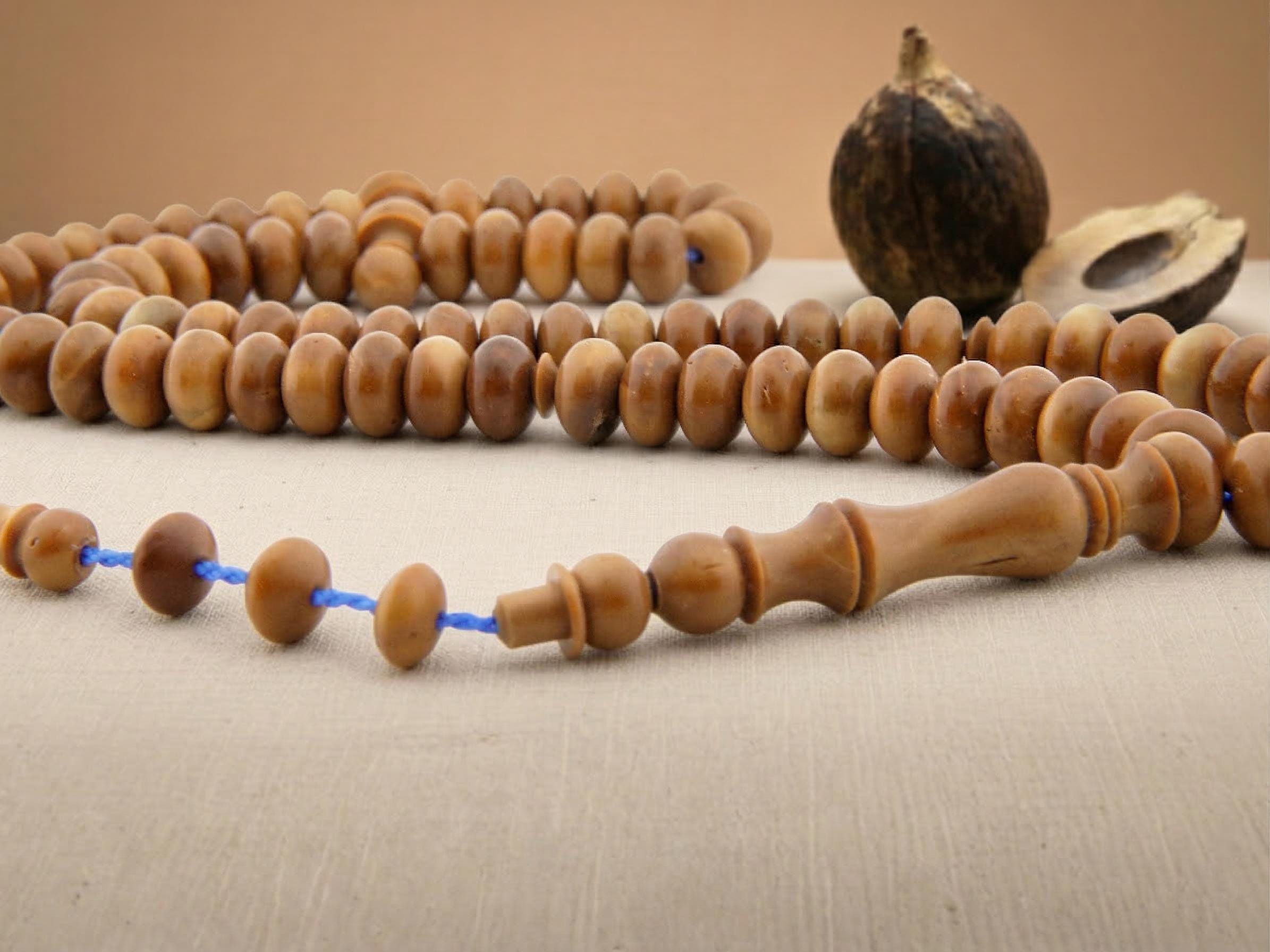 Original Real Natural Kuka Wood 99 Beads Tesbih, Islamic Tesbih 