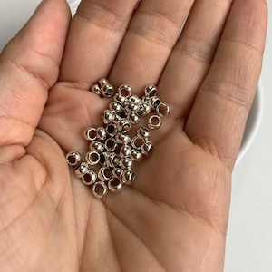 Petites perles argentées, perles argentées, perles intercalaires argentées, perles argentées, accessoires pour perles