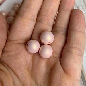 Acrylic spray-painted style beads, light pink round color 12 mm 14 image 10