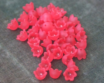 Lucite, Frosted, Flower beads 10x6mm, 50 pcs.