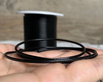 Black faux leather cord, 2 yards (6 feet), necklace cord, bracelet cord