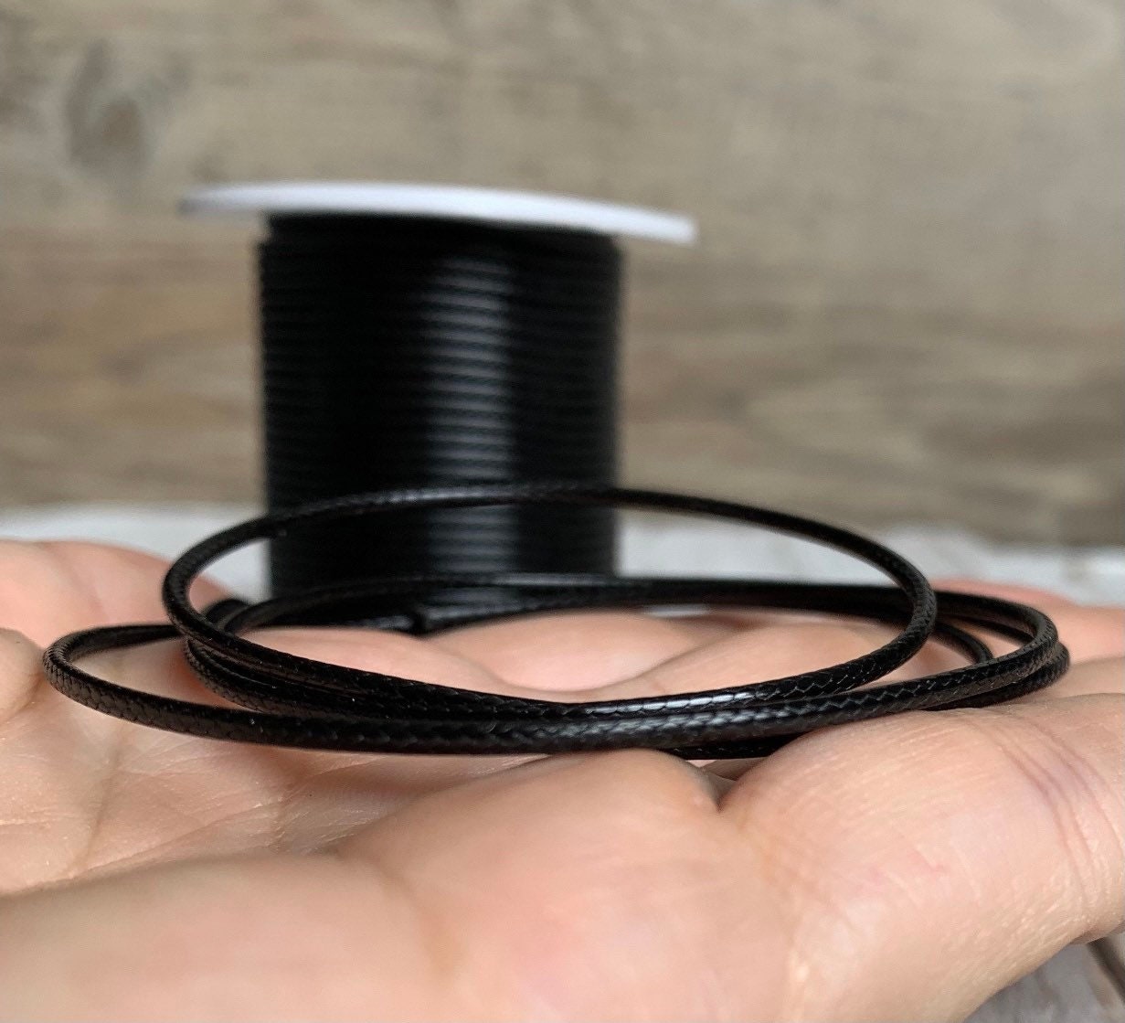 Black faux leather cord, 2 yards (6 feet), necklace cord, bracelet cord
