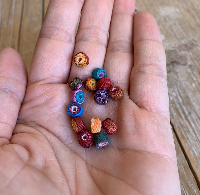 Handmade Fabric Beads Fiber Art Beads Textile Art Beads Boho Beads Artisan Beads Focal Beads Beading supplies