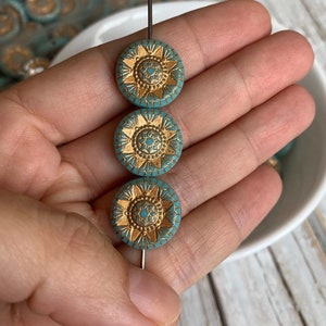 17 mm carved engraved turquoise gold acrylic star coin beads 6 image 9