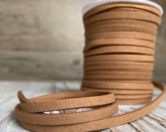 Light Brown Faux Suede Leather Cord, 1 yard, Microfiber, Vegan Suede Cord