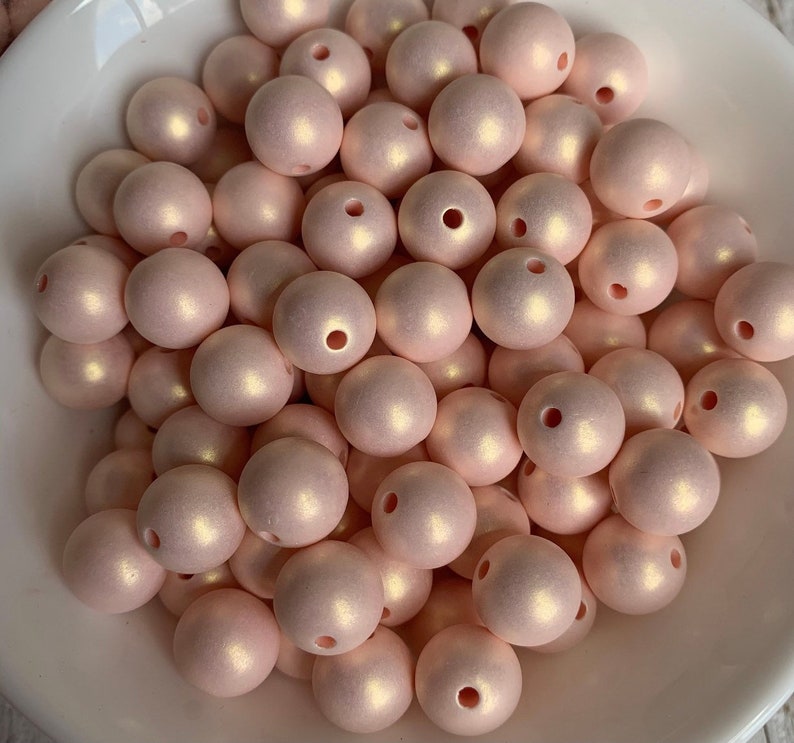 Acrylic spray-painted style beads, light pink round color 12 mm 14 image 5