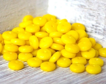 Czech Glass Rondelle Beads - 6 x 3mm 25pcs Opaque Yellow