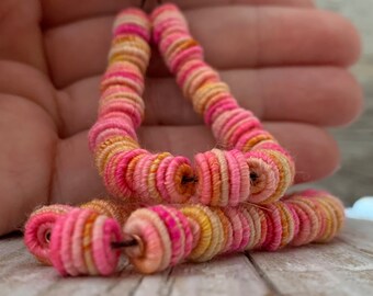 Mini handmade fabric textile beads / boho beads / handmade beads / hippie beads