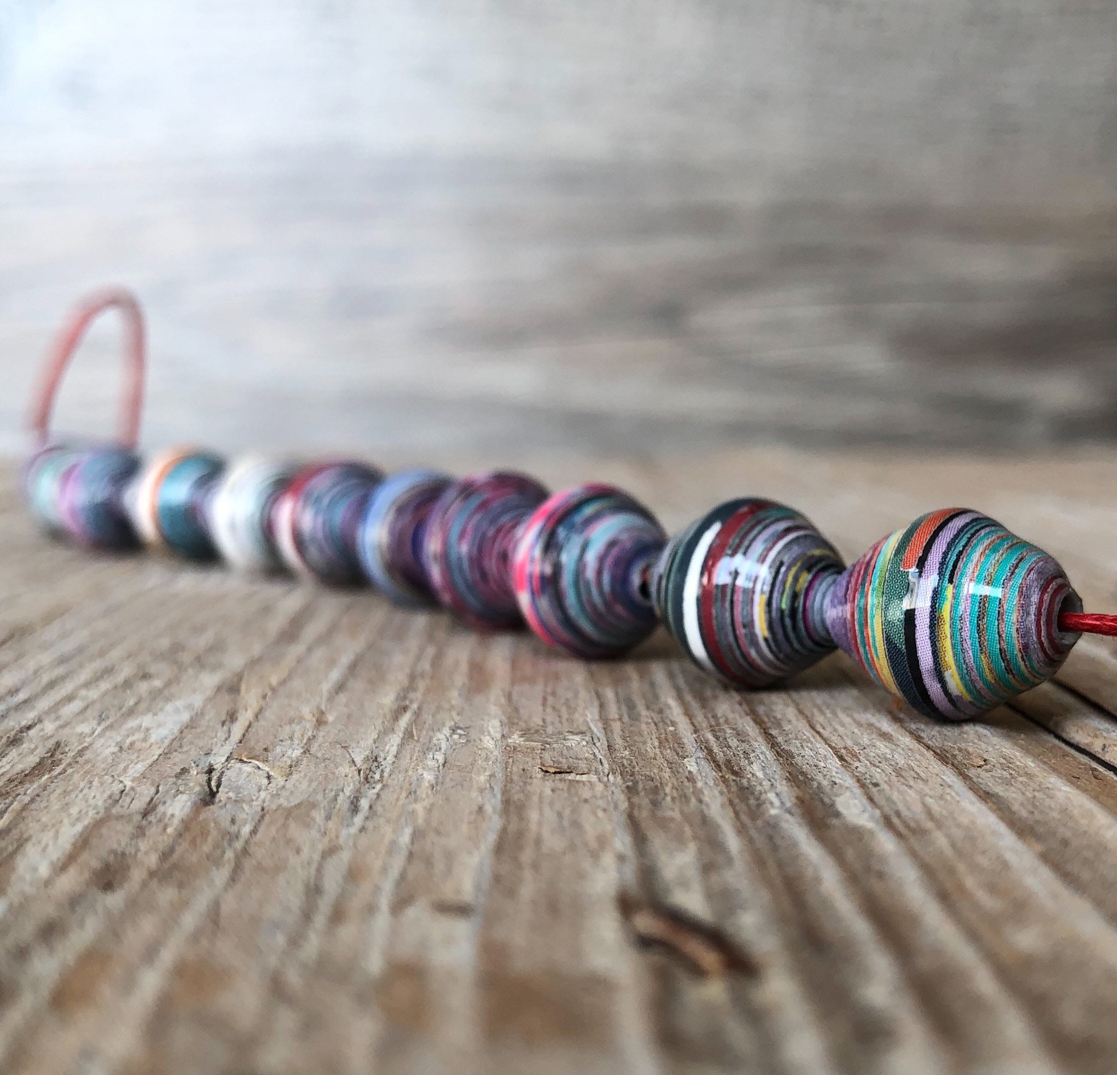 Recycled Hand Rolled Paper Beads out of Magazines Boho Etsy