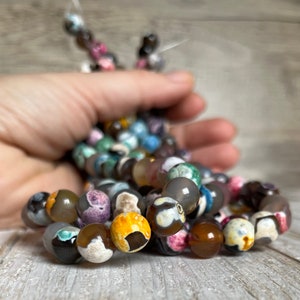 Fire agate beads, round agate beads, 10mm agate beads, semi precious stones, gemstone beads
