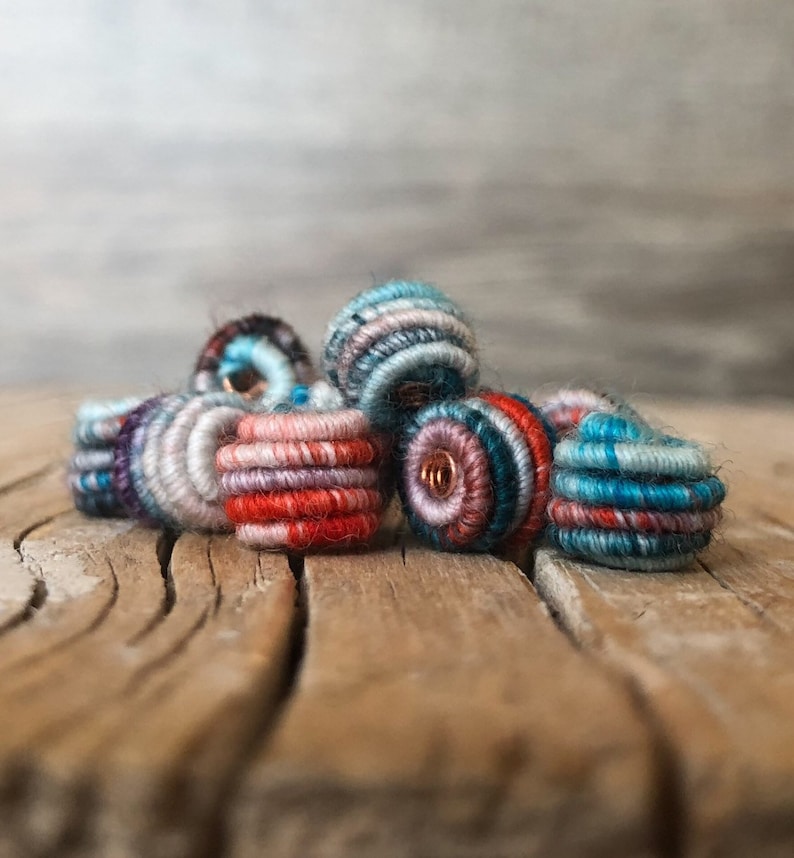Small Handmade Fabric Textile Beads for Artisan Jewelry Designs