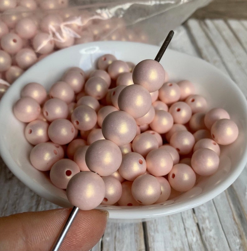 Acrylic spray-painted style beads, light pink round color 12 mm 14 image 9