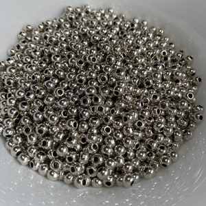 Petites perles argentées, perles argentées, perles intercalaires argentées, perles argentées, accessoires pour perles