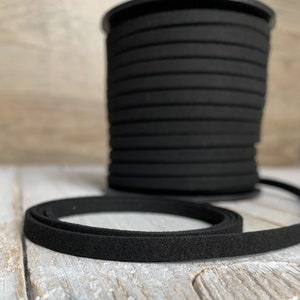 Black Faux Suede Leather Cord, 1 yard, Microfiber, Vegan Suede Cord image 5