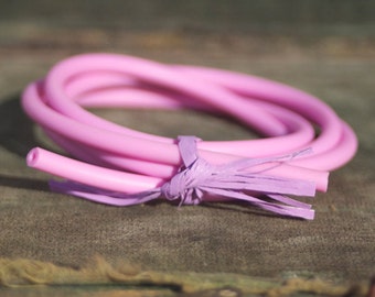 Pink hollow rubber tube 1 yard