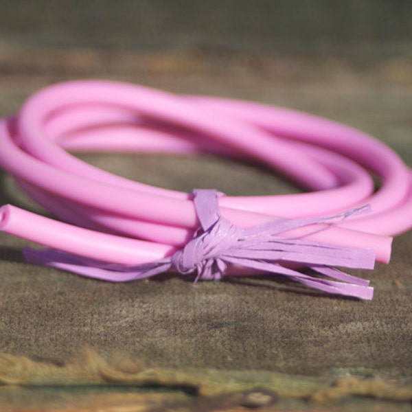 Pink hollow rubber tube 1 yard