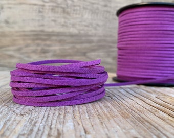 Purple faux suede leather lace, 2 yards (6 ft.), microfiber, vegan suede lace