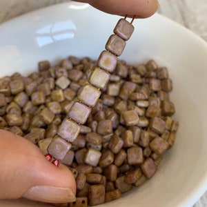 Premium purple picasso czech glass Tile beads 6mm (20)