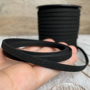 Black Faux Suede Leather Cord, 1 yard, Microfiber, Vegan Suede Cord