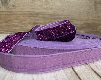 5/8" purple glitter elastic, cut to size elastic, glitter elastic, purple glitter elastic, do-it-yourself